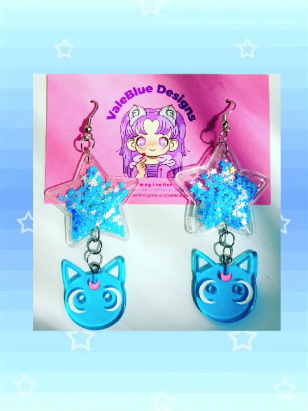 Inspired Blue Luna celestial star shaker earrings!!